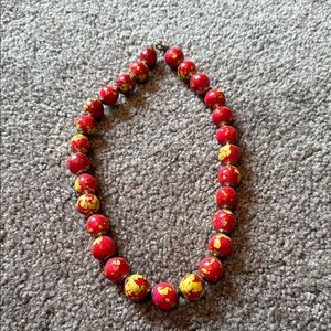 Red and Yellow Beaded Necklace